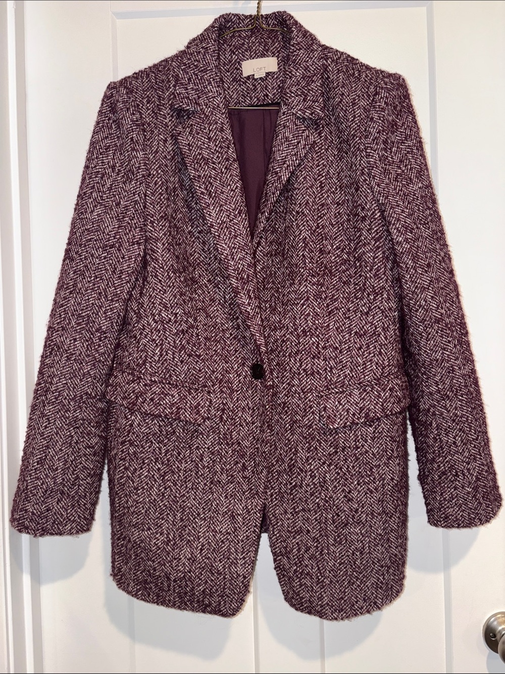 LOFT women’s size 8 Plum Tweed Blazer Jacket